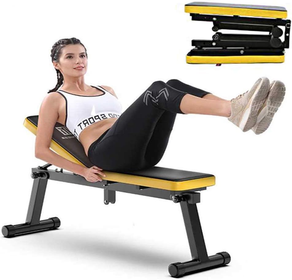Adjustable Exercise Weight Bench, Sturdy Steel Frame - Load Bearing 200KG, 3 Adjustable Height- Portable Folding, Save Space for Body Workout Fitness
