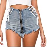 MUYDZ Women Sexy Summer Fashion Torn Bandage High Waist Hot Pants Short Jean Denim Short(M)