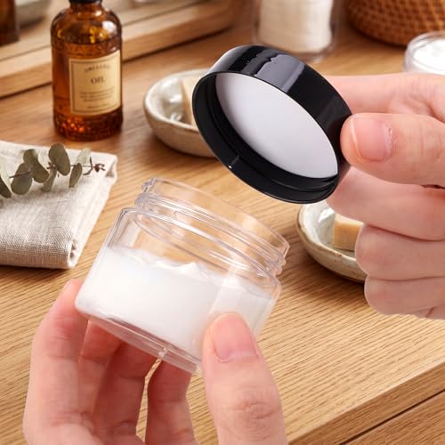 Image of Patelai 4 Pcs Plastic Jars Wide Mouth with Lids,4 Ounce,Classic Mix Color