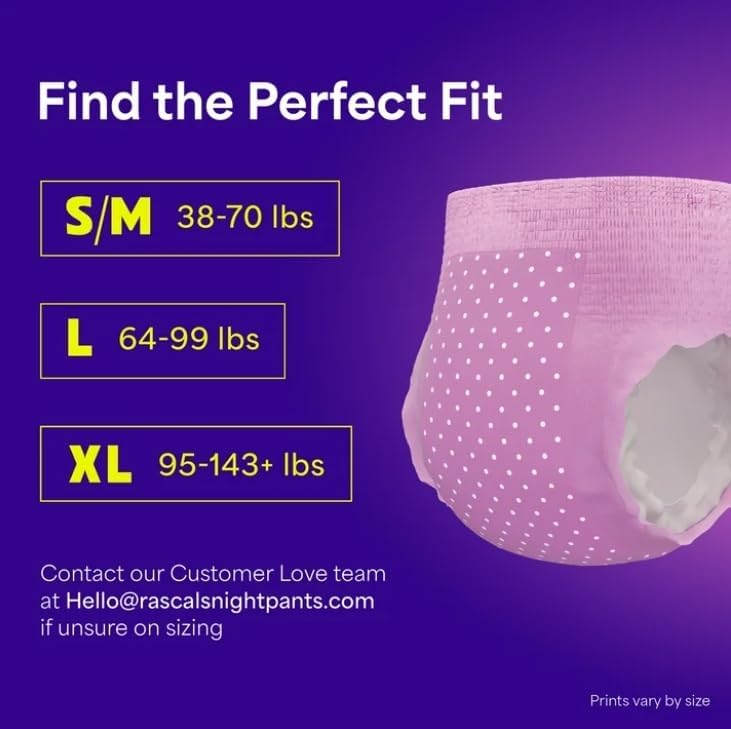 Rascals + Friends Night Pants, Absorbent Girls Nighttime Bedwetting Underwear, (M/L, 34, Count)