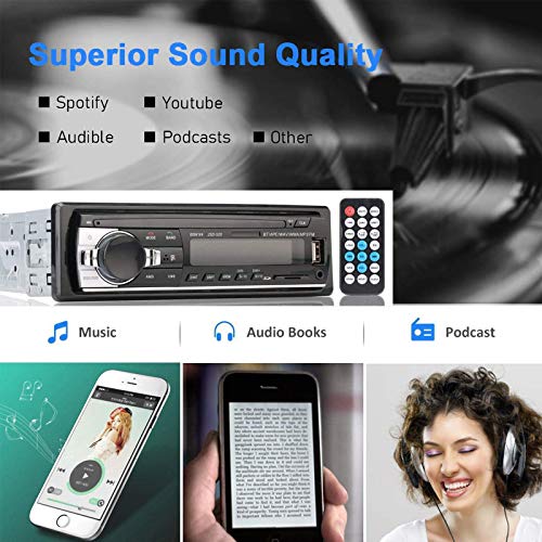 Aigoss Bluetooth Car Stereo, 4x60W Car Audio FM Radio, MP3 Player USB/SD/AUX Hands Free Calling with Wireless Remote Control