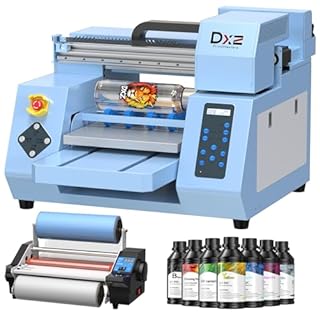 DXZ A3 UV Printer Bundle with Laminator, Dual XP600 Print Heads, 12-Hour Auto Cleaning System & White Ink Stirring, High-Speed UV DTF Transfer Printer for Glass, Metal, Wood, Tumblers, Leather