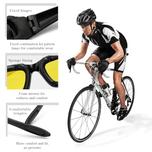 image for Yourkar Motorcycle Riding Goggles, Cycling Sunglasses with Soft Pad, W