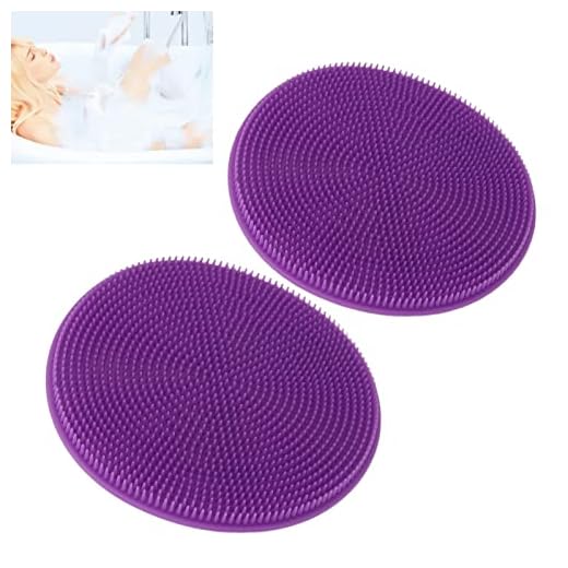 Escova de banho de silicone esfoliante corporal de silicone, 2 peças, esfregão de banho esfoliante suave, escova de bucha de banho higiênica