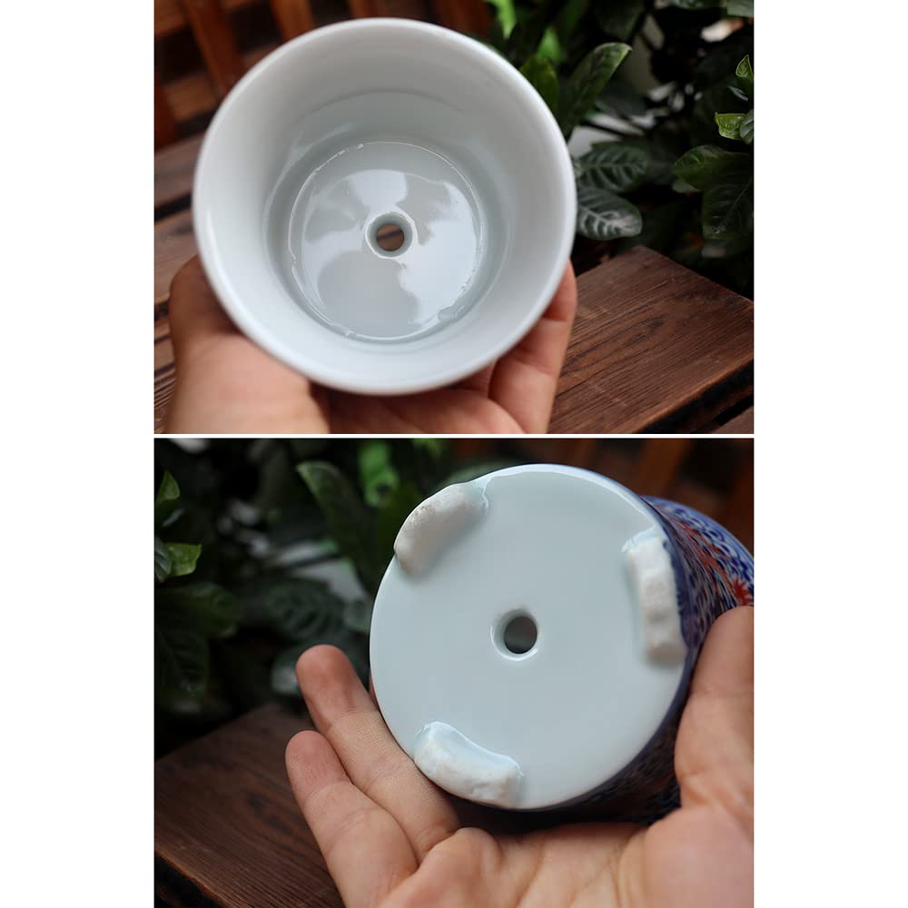 Jingdezhen Chinoiserie Keramik handbemalt blau und weiß Porzellan Pflaumenblüte Spargel Sukkulenten Bonsai Zimmerpflanze Topf Dekoration Dekoration