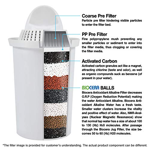 Bio Cera Water Filter Replacement Cartridge For Alkaline Antioxidant Water Ionizer, Activated Carbon Filter Pitcher thumb #2