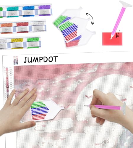 Punto de cruz diamante 5D de Jumpdot con diseño premium de paisaje chino para salón de 70x40 cm 3
