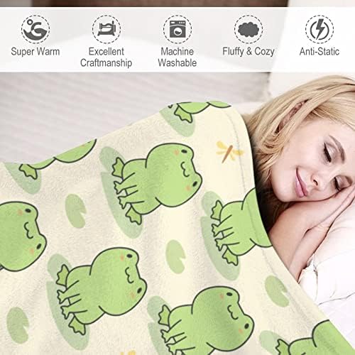 Frog Blanket Soft Warm Lightweight, Kawaii Frog Stuff Throw Blanket Cozy Plush Warm Blankets for Women Men & Boys and Girls Gifts for Pet40x50