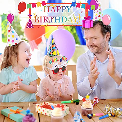 Feesthoedjes voor verjaardagen, kinderverjaardagen, feesthoeden, luchtrood, fluitje en Happy Birthday-banner… - Image 4