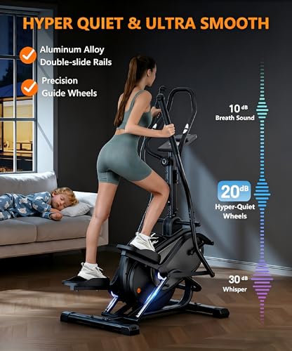Image of THERUN Elliptical Exercise Machine, Cardio Climber Elliptical Machine for Home, Stair Stepper Elliptical Training Machines w / 13LBS&18LBS Flywheel, 16 Levels Resistance