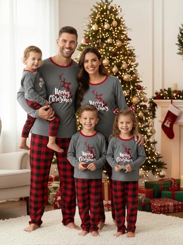Image of Yaffi Matching Family Pajamas Sets Christmas PJ's Sleepwear for Kids & Adult