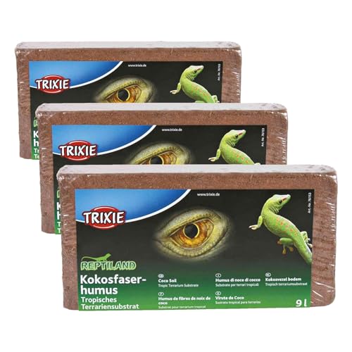 Trixie Suelo Coco, Sustrato Tropical, 9 L, Reptiles (Paquete de 3)