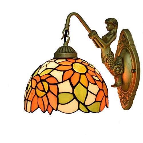 QTANZIQI Lámparas de Pared Apliques Estilo Lámpara de Pared Vidrieras Apliques de Pared Decoración Floral Regalo Hecho a Mano Luces de Pared Accesorio para casa Bar Restaurantes Dormitorio Sala de