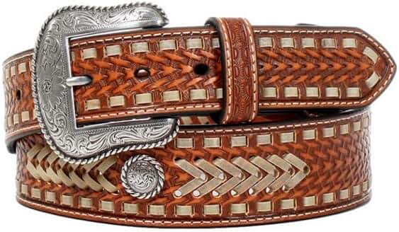 Nocona Men's Belt Basketweave Concho Belt, Size 32, Tan at Amazon