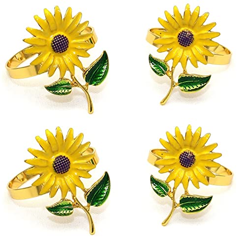 Napkin Buckle 12pcs Metal Napkin Rings Sunflower Napkin Buckle for Daily Table Kitchen Dinner Party Wedding