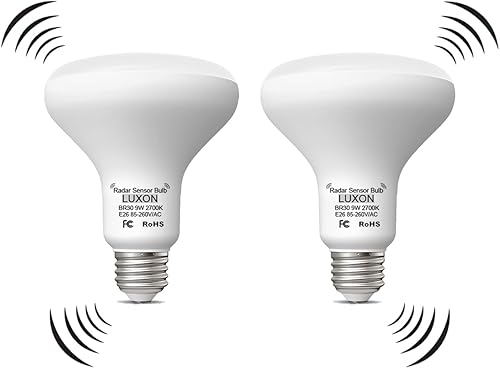 Miniatura 1 de LUXON Bombillas con sensor de movimiento de radar BR30 de 9 W, detector equivalente al atardecer al amanecer de 90 W, iluminación de lámpara LED
