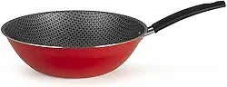 Frigideira Wok Oriental Antiaderente 24cm Essencial Vermelho com Cabo Multiflon Resistente Durável e Saudável