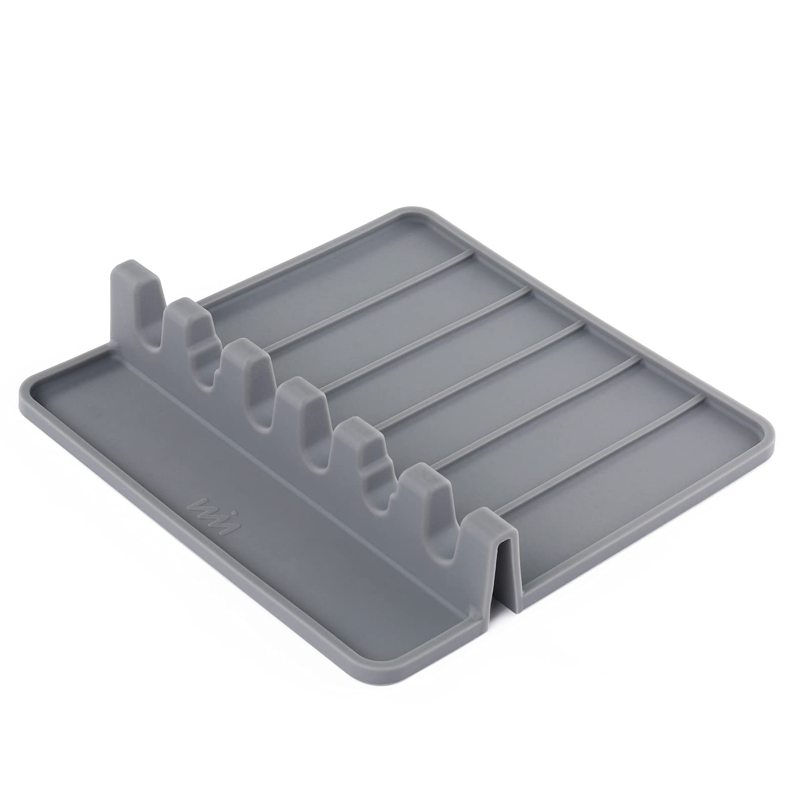 LARGE 8x8 Silicone Utensil Rest with Drip Pad for Multiple Utensils, Heat-Resistant, BPA-Free for Stove Top, Kitchen Utensil Holder for Spoons, Ladles, Tongs & Zulay - by WIN CHOICE(Gray)