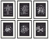 IDIOPIX Space 04 Patent Wall Decor Chalkboard Art Print Set of 6 Prints UNFRAMED