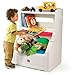 Step2 Lift and Hide Bookcase Storage Chest for Kids - Durable Plastic Toy Box Bookshelf Organizer, White/Red