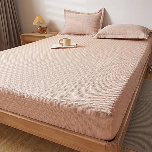Dimensioni: 90 x 200 cm KnSam Lenzuolo con angoli, 90 x 200 cm, colore: Rosa antica, lenzuolo jacquard tessuto clacicale, coprimaterasso traspirante e assorbe l\'umidità