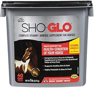 Manna Pro Sho-Glo Supplement for Horses | Complete Vitamin & Mineral Supplement for Healthy Skin & Coat | 5 Pounds