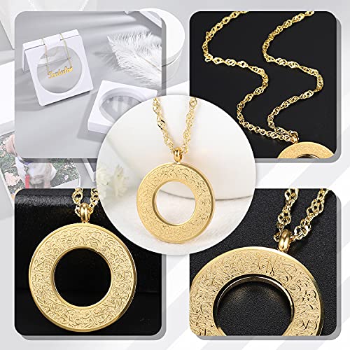 Qitian Islamic Jewelry Gifts For Women Muslim Pendant Gold Allah Arabic Necklaces Ayatul Kursi Necklace Islam Eid Ramadan Gifts For Women Men（Gold-Hollow） #TOP4