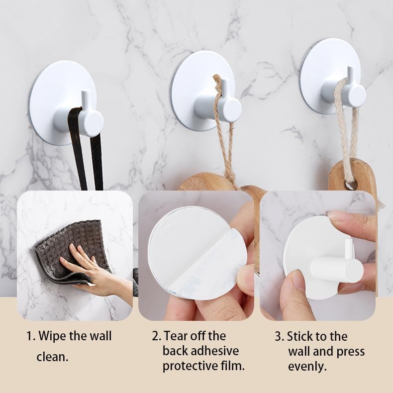 Miniatura 5 de Paquete de 6 ganchos para toallas de baño, ganchos adhesivos, gancho de pared resistente, resistente al agua, de acero inoxidable, para bata,