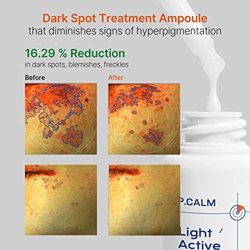 Pcalm Light Active Facial Skin Serum Ampoule - Blemish Dark Spot Sagging Hyperpigmentation Sebum Care Exfoliating Dead Skin Regeneration Even Skin Tone 0.5 Oz Dry Sensitive Oily Niacinamide Korean #TOP5
