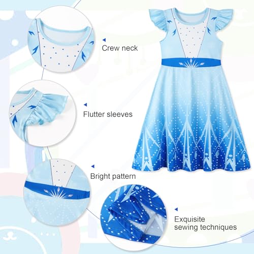 Jurebecia Girls Nightgowns Princess Pajamas Nightdress for Toddler Kids Sleepwear Flutter Short Sleeves Nightie Dress4