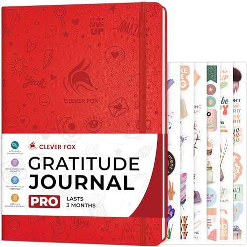 Clever Fox Gratitude Journal PRO â€“ Happiness, Positivity & Affirmation Daily Journal for Women & Men â€“ Inspirational Notebook for Positive & Grateful Mind â€“ 3 Months, Large Format (Wine Red)