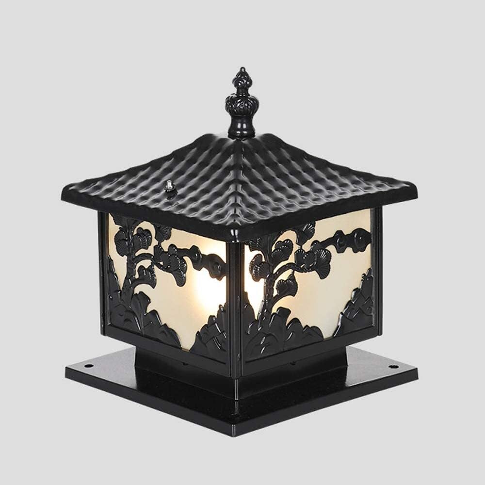 QUSYZD Black Aluminum Outdoor Post Lights,Ip55 Waterproof Outdoor Column Lights External Patio Landscape Fixture Post Lamps E26 for Garden Lighting,30 * 35cm-Black