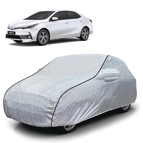 Image of Sulfar 100% Waterproof Car Body Cover Compatible with Mirror for Toyota Corolla Altis (Triple Stitched, Full Bottom Elastic, Magic Silver with Black Piping)