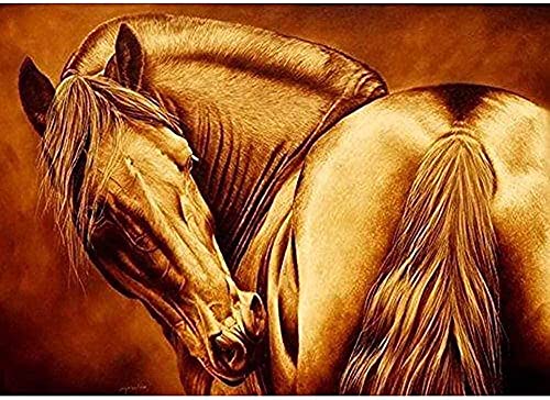 ZOOLD Kreuzstich Kits Pferd 40X50cm DIY Kreuzstich-für Erwachsene Kinder Anfänger-Kunst Hand 11CT vorgedruckte Leinwand Cover