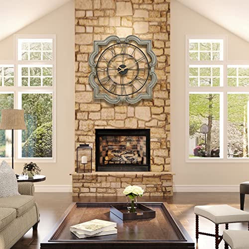 Thcisl Farmhouse-Wall-Clock, Large Wall Clock Battery Operated With Wooden Frame, 24In Silent Non Ticking Wall Clock For Living Room Foyer Entryway Hallway Bedroom Decor #TOP7