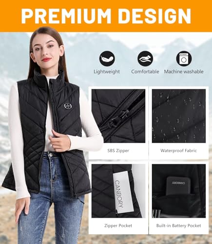 Canbory Womens Heated Vest, 5In1 Smart Controller Electric Heating Jacket Coat Vests thumb #3