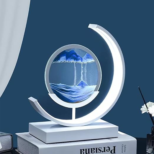 Ereno Sands Of Time Lamp, Bewegend Zand Art Foto Rond Glas 3D Deep Sea Sandscape In Motion Display Vloeiend Zand Frame Met LED-lamp Ontspannen Desktop Home Decor En Office (kleur: A, Maat: Remote cont