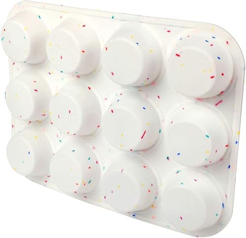 Miniatura 3 de SHEbaking Molde de silicona para magdalenas, 12 tazas, moldes para magdalenas, moldes antiadherentes para hornear muffins, fácil liberación,