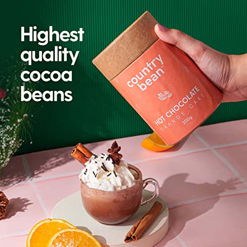 Image of Country Bean Orange Cake Hot Chocolate, 60% less sugar, 200G, Enjoy Hot or Cold, Perfect Beverage For Monsoons
