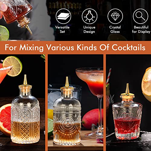 Juego de 3 botellas de tablero SuproBarware BTSET0004 con dosificador dorado para amargos 4