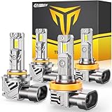 Termitor H11 9005 Light Bulbs Combo, 100,000LM High-Intensity, 6500K Cool White H9/H8 HB3 LED, 10-Year Service Life with Cooling Fan, 1:1 Halogen-Replacement Design, No-Polarity Plug N Play, Pack of 4