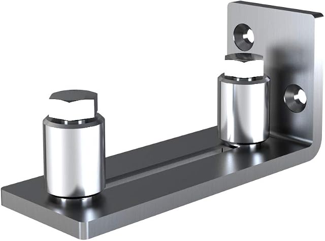 JUBEST Adjustable Smooth Roller Sliding Door Floor Guide Heavy Duty Wall Mount Barn Door Guide, Flush Bottom Design, Stainless Steel