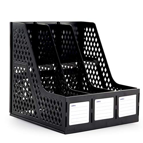 Organizador de Pastas e Revistas Triplo, Waleu 10170023, Preto, Pacote de 1