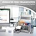 Flexzion Desk Caddy Organizer Set (Silver Gray) - Metal Mesh Desktop Caddy with Drawers, 6 Compartments, and Pencil Holder for Women & Men - Desktop Organizer and Storage for Work or Office Supplies