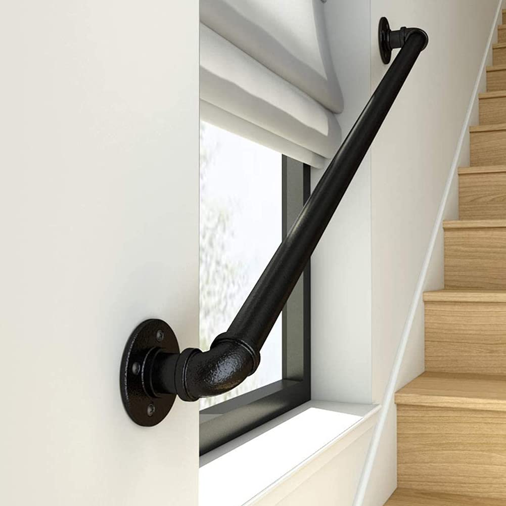 Cartel de seguridad de metal negro para escaleras, 120 cm, resistente a la corrosión, para interiores y exteriores, hierro forjado para escaleras, bares, escaleras.