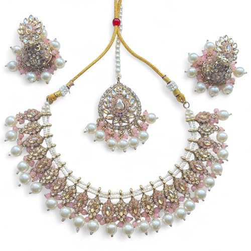 ZAYRIDH Amina Light Pink Asian Indian Jewellery Set Light Pink