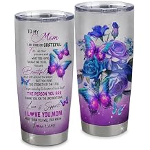 Personalized To My Mom From Daughter Son Stainless Steel Tumbler Cup Butterfly I Am Forever Grateful Mom Mothers Day Birthday Christmas Travel Mug 20oz Curved Tumbler