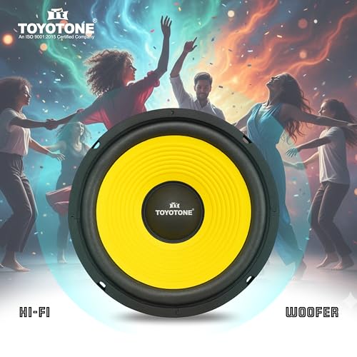 Image of TOYOTONE 8 inch Inch Rainbow Yellow Stereo HI-FI Woofer Speaker | Copper Coil | Impedance 4 Ohms | 90 * 17MM Magnet | 40 Watt for Car and Home Audio System (Pack of 1)