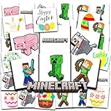 Minecraft Tattoos Easter Egg Fillers - Bundle with 70+ Perforated Individual 2' x 2' Temporary Tattoos Plus 50+ Spring Tattoos for Kids Boys Girls | Minecraft Easter Egg Hunt Supplies