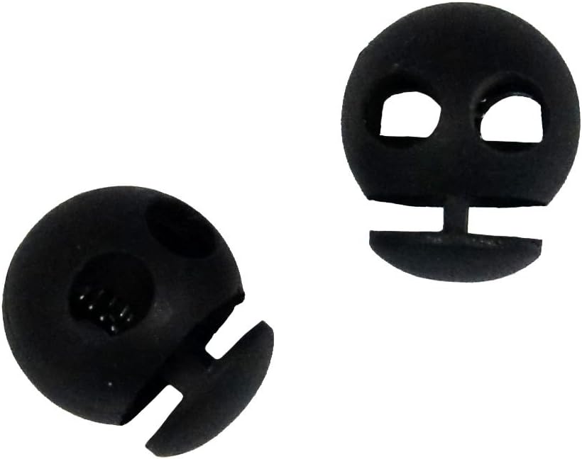 8353 Black Plastic Round Toggle Spring Single Hole Stop String Cord Locks - Assorted Sizes and Colours - Pack of 30